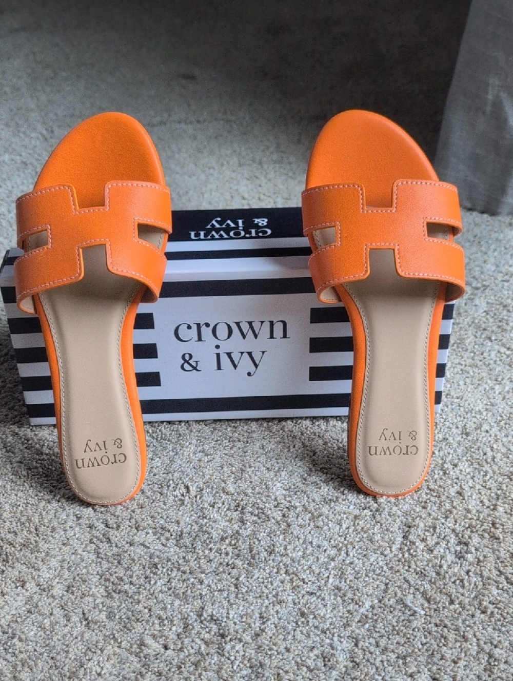 crown & ivy  Raven Style Bright Orange Slide Mules